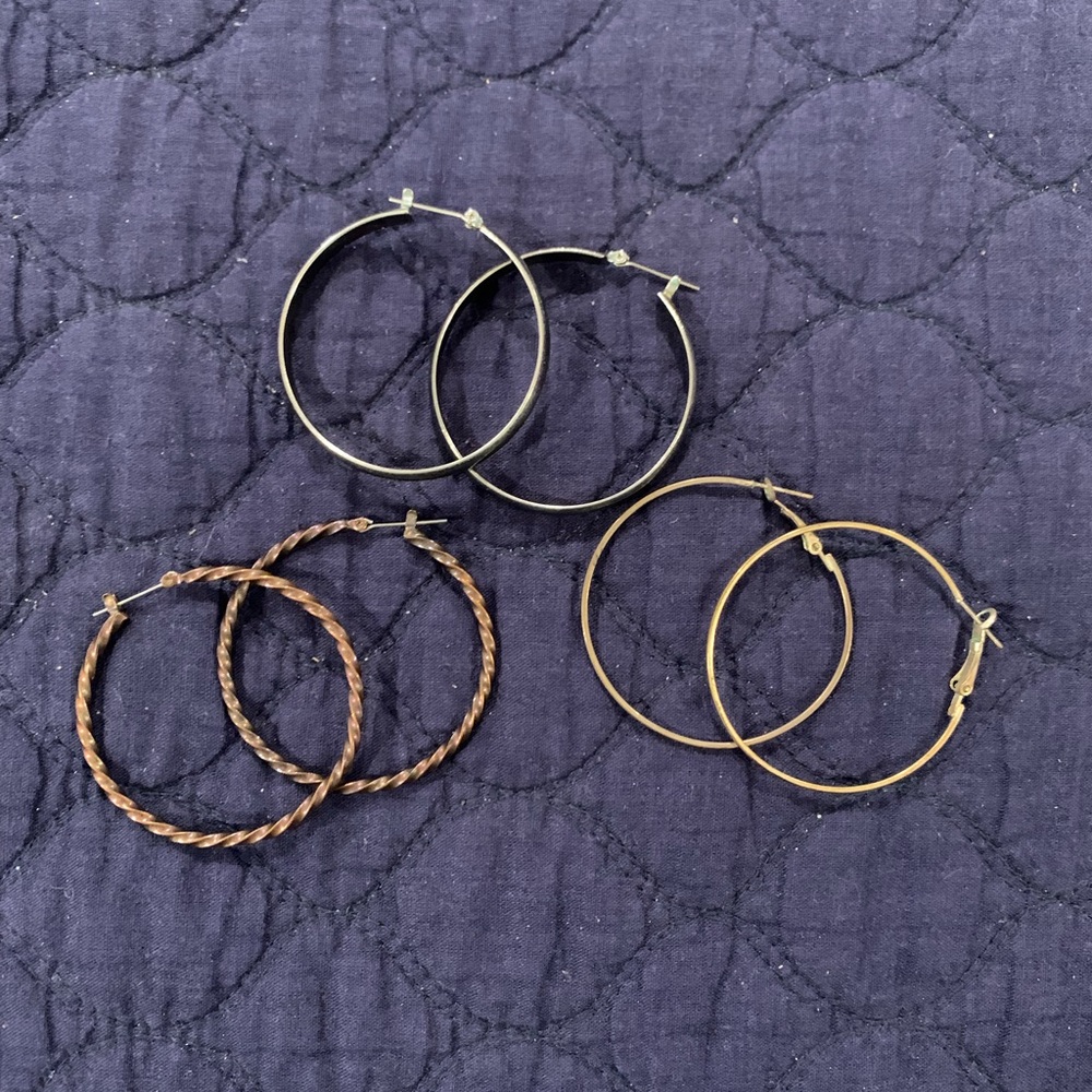 3 sets of Hoop Earrings